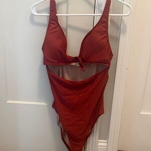 J.Crew Rust-Toned Tie-Front One-Piece Swimsuit